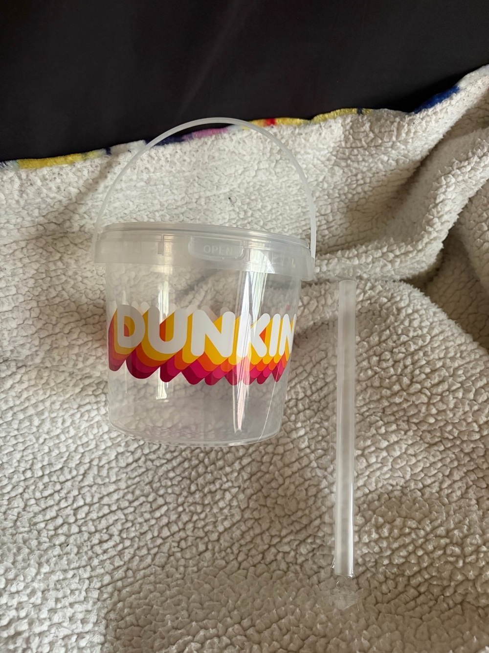 Branded Clear Party Bucket with Pink & Orange Logo